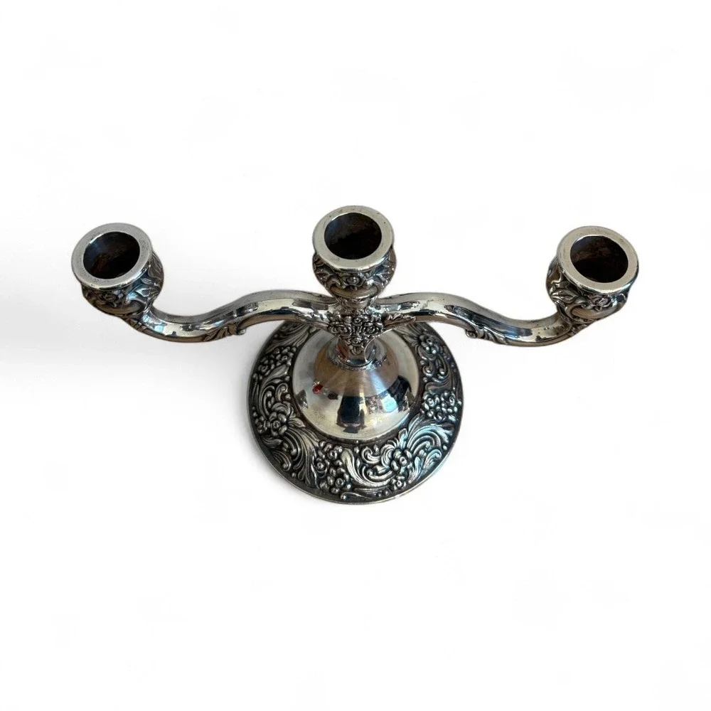 Ballad Community Silver Plate Candelabra Three Arm Tabletop‎ Candle Holder